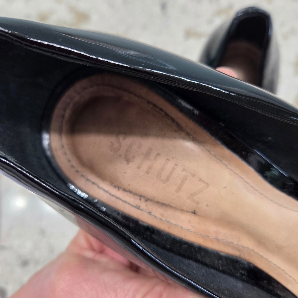Schutz Black Patent Leather Stiletto Pointed Toe Pumps Heels‎ Women's Size 9.5B - Picture 7 of 12